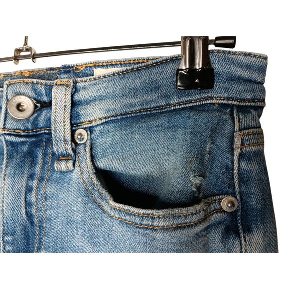 Rag & Bone Cate Mid-Rise Skinny Jeans Size 23 Distressed Blue Wash Ankle Raw Hem - Picture 9 of 16